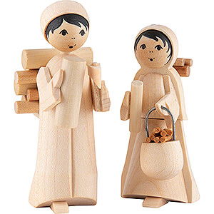 Nativity Figurines All Nativity Figurines Woodmaker Couple, Set of Two, Natural - 7 cm / 2.8 inch