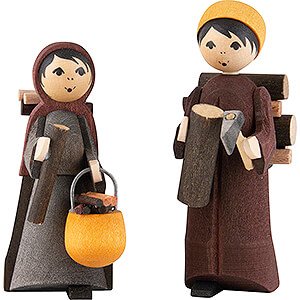 Nativity Figurines All Nativity Figurines Woodmaker Couple, Set of Two, Stained - 7 cm / 2.8 inch