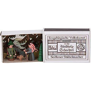 Kleine Figuren & Miniaturen Zndholzschachteln Zndholzschachtel Frster mit Buschweib'l - 3,8 cm