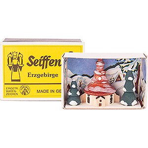 Kleine Figuren & Miniaturen Zndholzschachteln Zndholzschachtel Kirche Winter - 4 cm