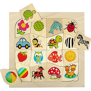 Holzspielzeug Bau- und Legespiele Zuordnungsspiel Muster 16Teile - 24 cm