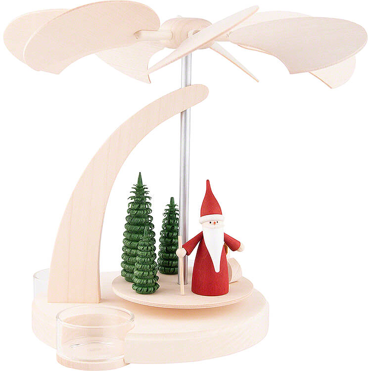 1 - stckige Bogenpyramide Weihnachtswichtel mit Schlitten  -  18cm