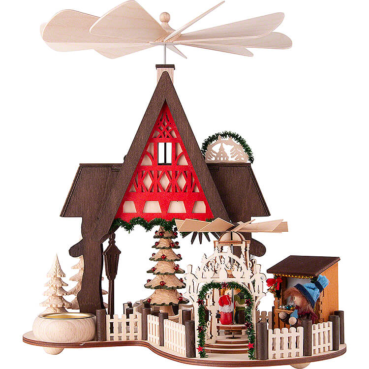 1 - stckige Hauspyramide Fachwerkhaus - Weihnachtsmarkt  -  30cm