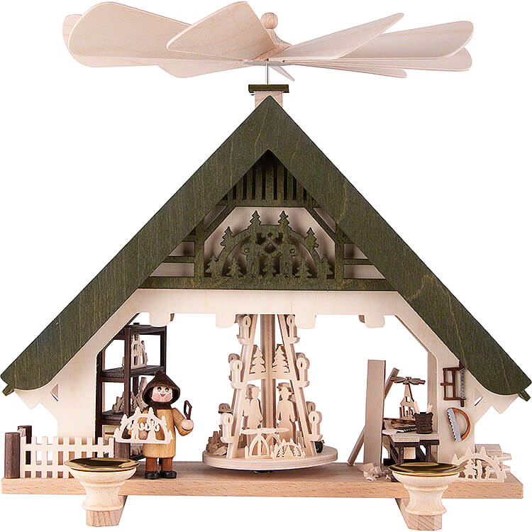 1 - stckige Hauspyramide Kunsthandwerkerhaus grn  -  28cm