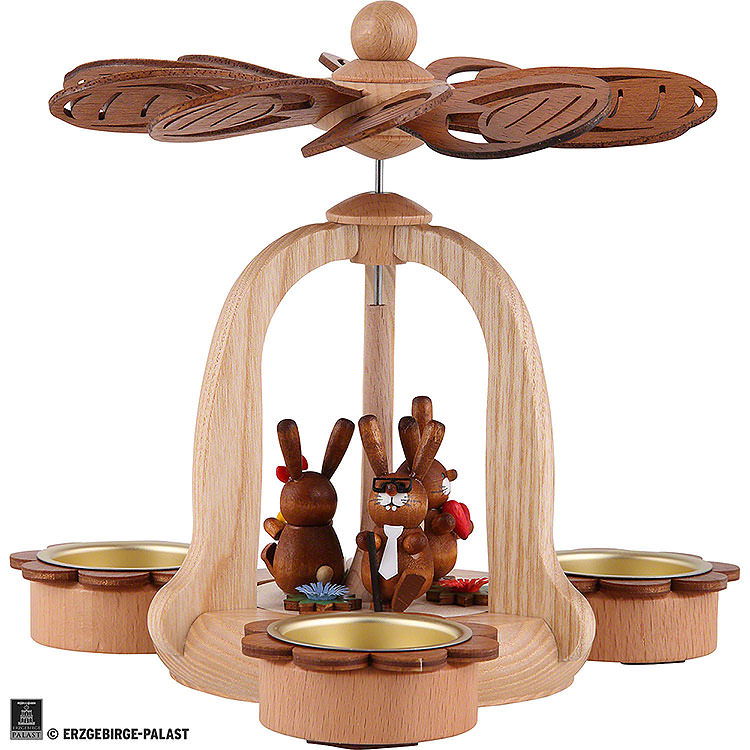1 - stckige Osterpyramide mit Hasen  -  18cm
