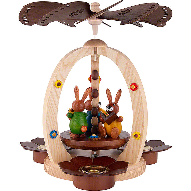 1 - stckige Osterpyramide mit drei Hasen  -  29cm