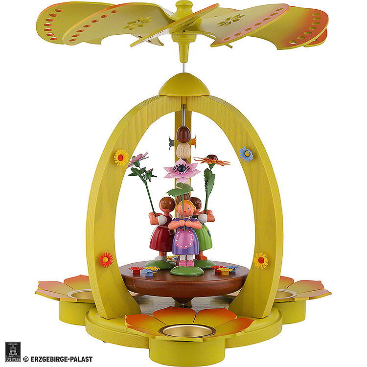 1 - stckige Pyramide mit Blumenkindern  -  bunt  -  32cm