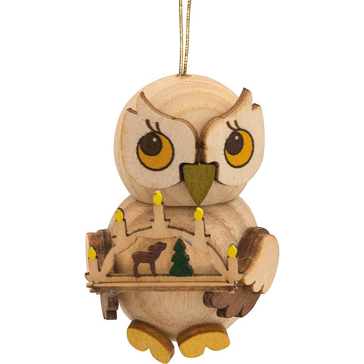 Tree Ornament - Owl Child with Book (4 cm/1.6in) by Drechslerei Kuhnert