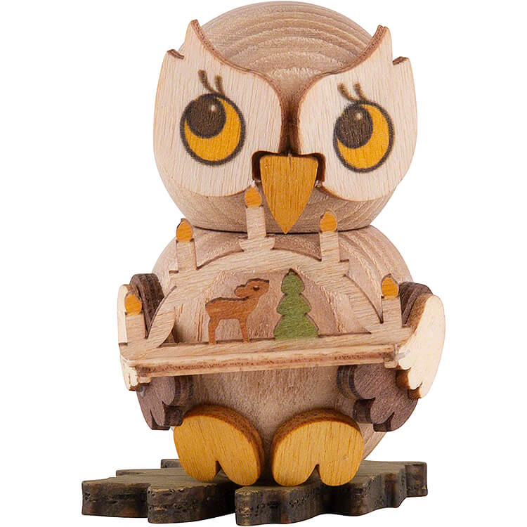 Tree Ornament - Owl Child with Book (4 cm/1.6in) by Drechslerei Kuhnert