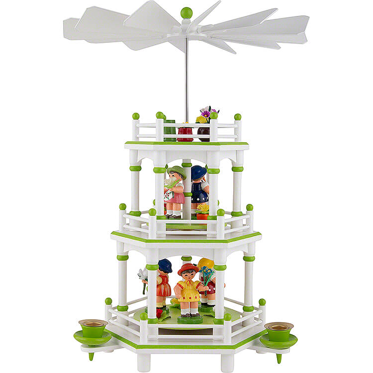 3 - stckige Pyramide wei - grn Blumenmdchen  -  35cm