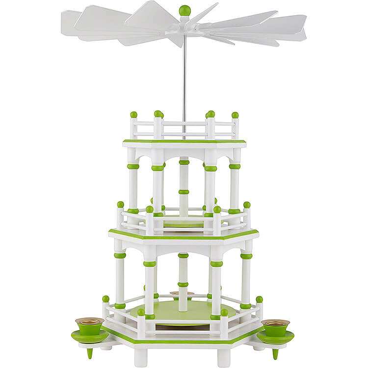 3 - stckige Pyramide wei - grn unbestckt  -  35cm