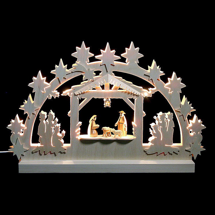 3D - Doppelschwibbogen Krippenstall  -  42x30x4,5cm