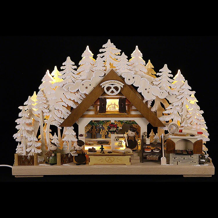3D - Schwibbogen Molli - Weihnachtsbäckerei mit Raureif  -  43x30cm