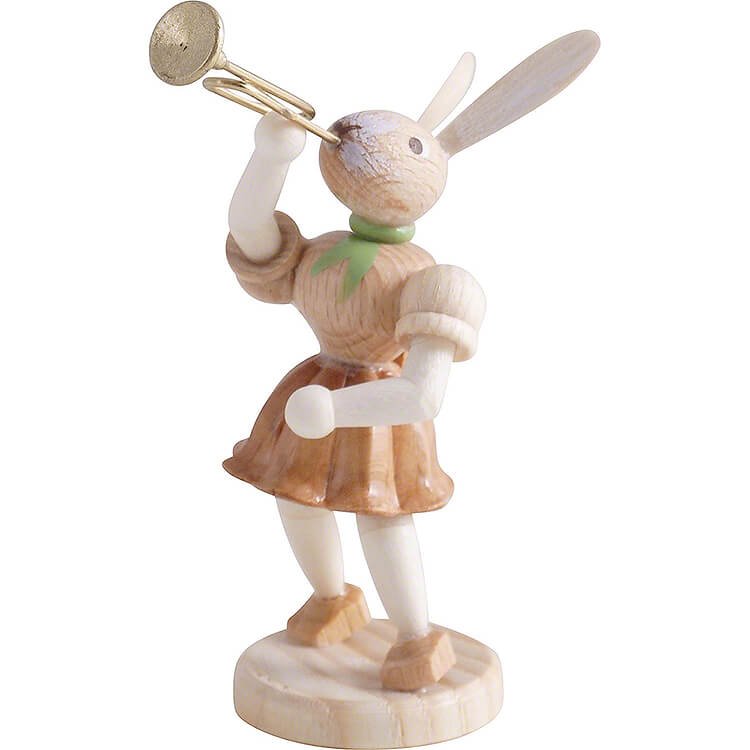 Easter Bunny with Trumpet, Natural (7,5 cm/3in) by Blank Kunsthandwerk