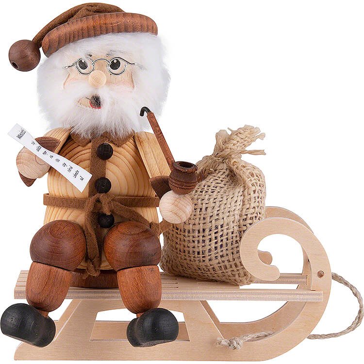 Räuchermännchen Weihnachtsmann auf Schlitten (17 cm) von RATAGS Holzdesign | Räuchermännchen