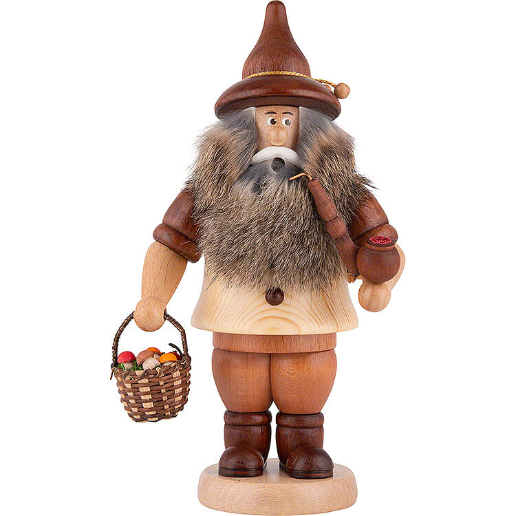 Smoker - Gnome Mushroom Gatherer (24 cm/9.4in) by Holzkunst Schubert