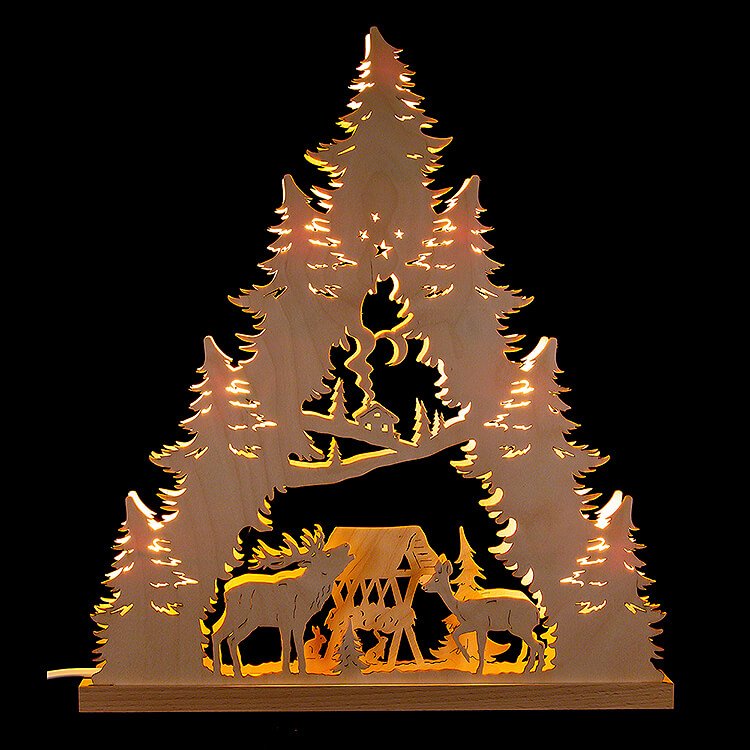 Weigla Holzkunst „Hirschfamilie“ cm) Lichterspitze (38×43×4,5 von