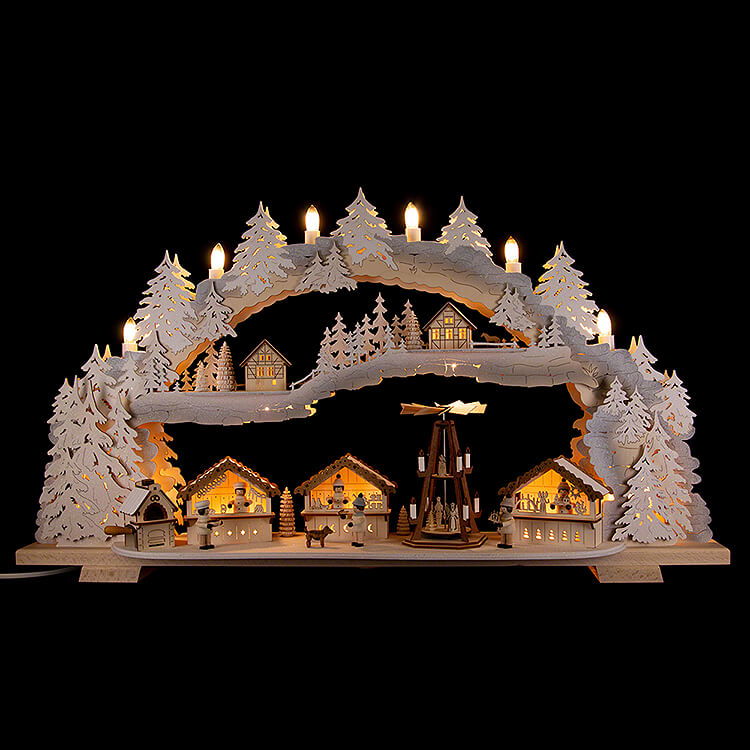 Candle Arch - Christmas Market with Snow (72×43×13 cm/28×16×5in) by ...