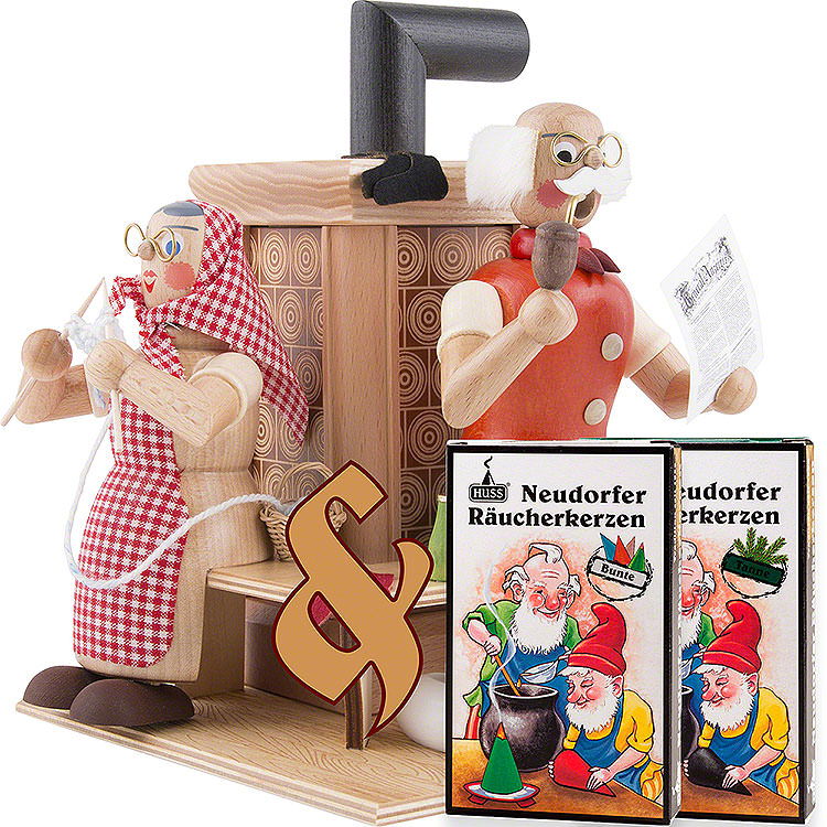 Bundle  -  Smoker Grandparents at Tiled Stove plus two packs of incense