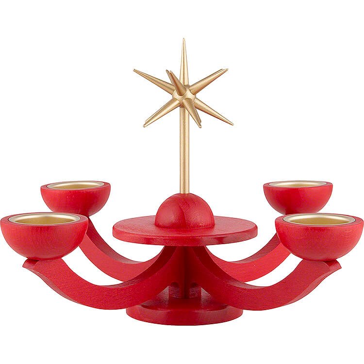 Candle Holder Advent Red, with Tea Candle Holder  -  31x31cm / 12.2x12.2 inch