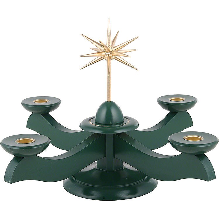 Candle Holder  -  Width Christmas Star and Advent Green  -  29x29x26cm / 11.4x11.4x10.2 inch