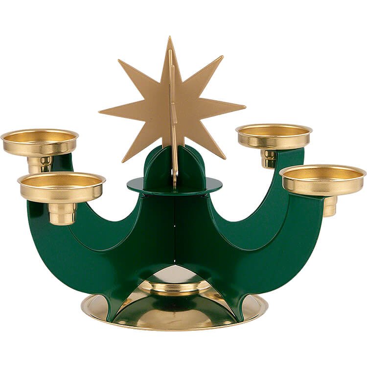 Candle Holder with Incense Cone Option  -  Green  -  16cm / 6.3 inch