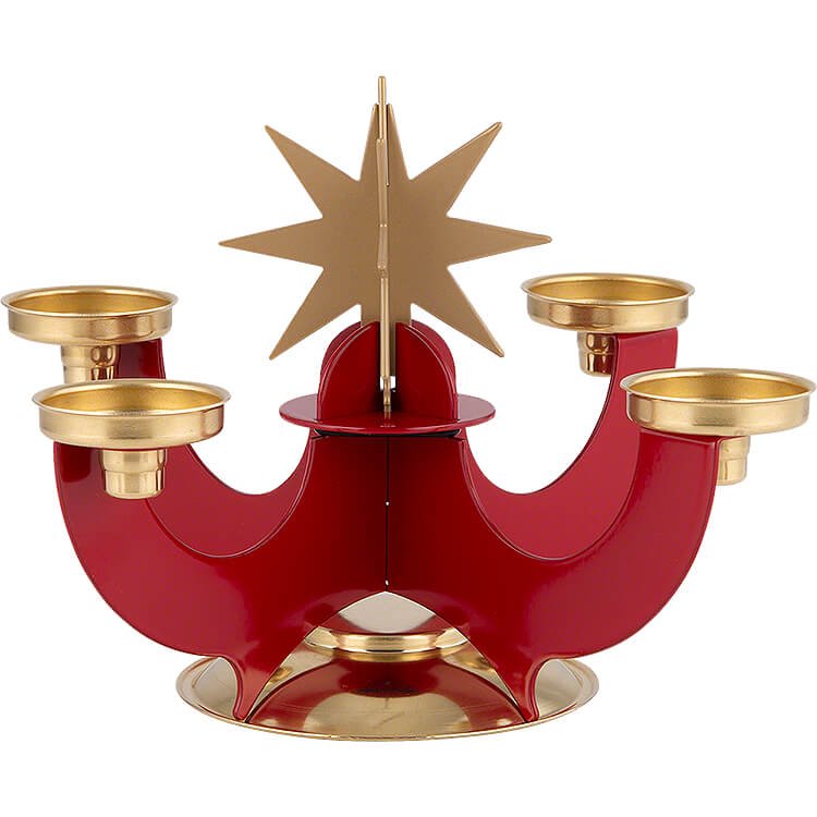 Candle Holder with Incense Cone Option  -  Red  -  16cm / 6.3 inch