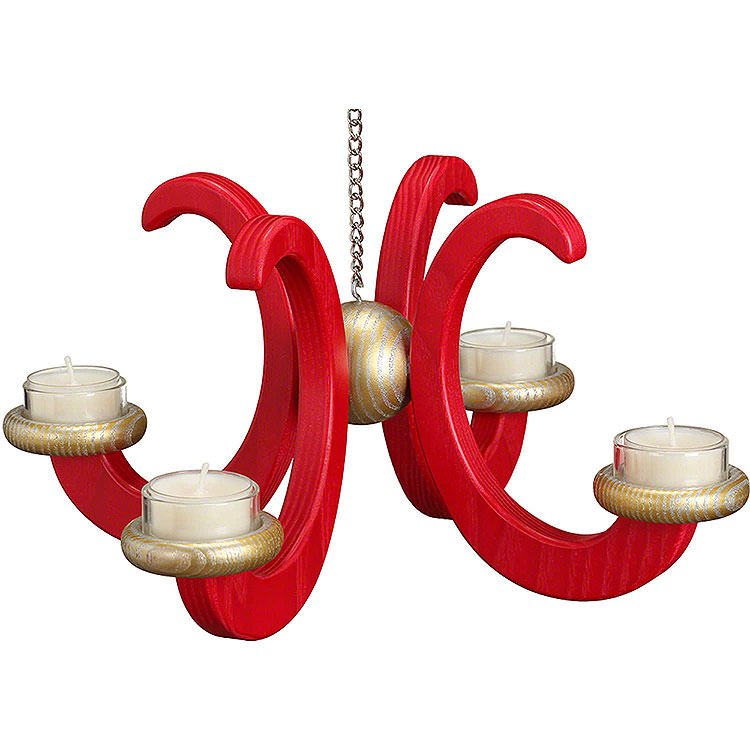 Ceiling Candle Holder  - , Ash Tree, Red Glazed  -  33x16cm / 13x6.3 inch