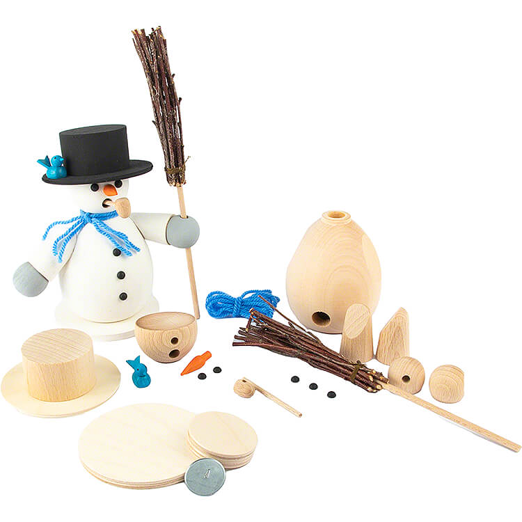 Handicraft Set  -  Smoker  -  Snowman with Brushwood  -  14cm / 5.5 inch
