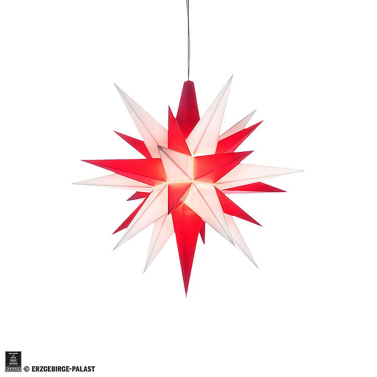 Herrnhuter Moravian Star A1e White/Red Plastic  -  13cm/5.1 inch