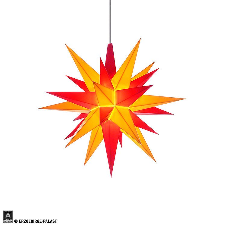 Herrnhuter Moravian Star A1e Yellow/Red Plastic  -  13cm/5.1 inch
