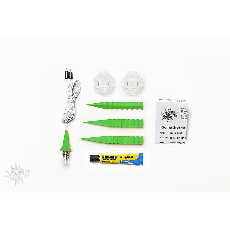 Herrnhuter Moravian Star DIY Kit A1b Green Plastic  -  13cm/5.1 inch