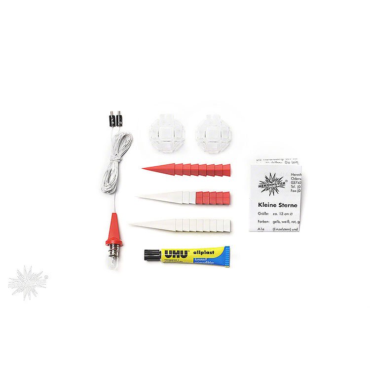 Herrnhuter Moravian Star DIY Kit A1b White/Red Plastic  -  13cm/5.1 inch
