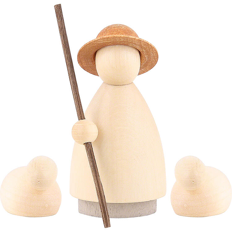 Schfer mit 2 Schafen lasiert  -  klein  -  7cm