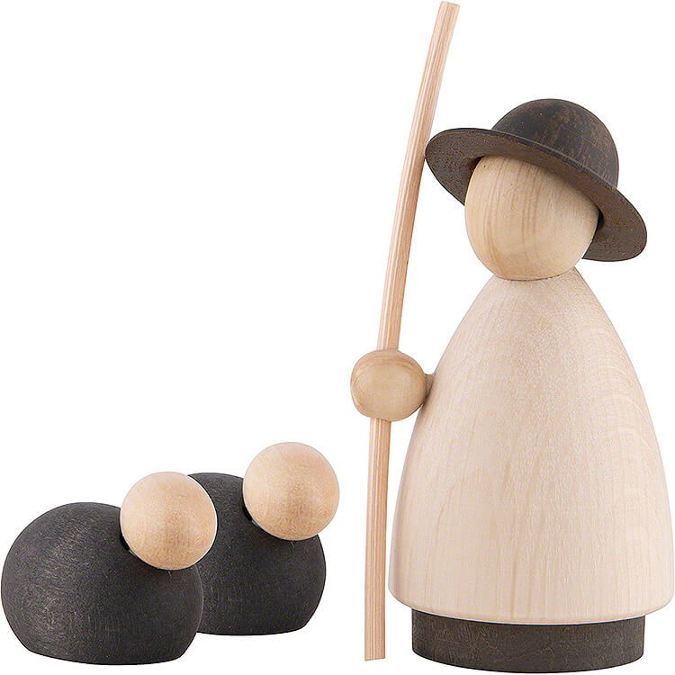 Schfer mit 2 Schafen natur/anthrazit  -  klein  -  7cm