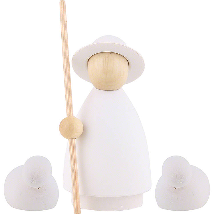 Schfer mit 2 Schafen natur/wei  -  klein  -  7cm
