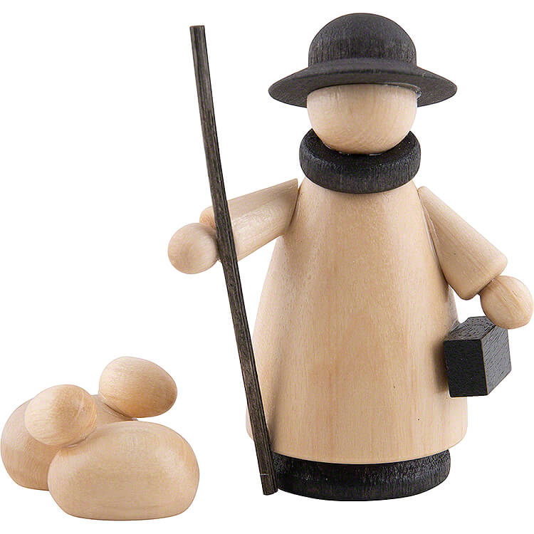 Schfer mit Schafen natur/anthrazit  -  mini  -  5cm