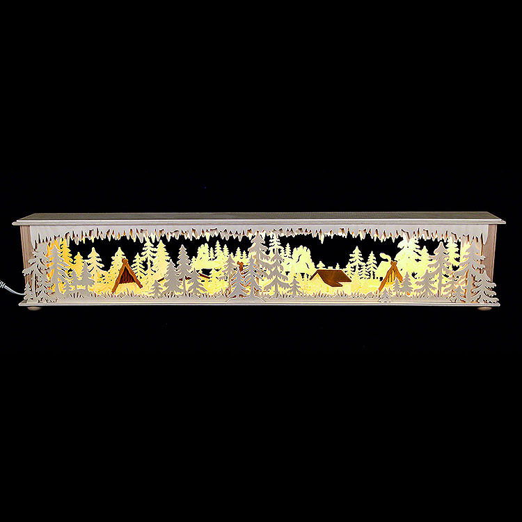 Schwibbogen - Unterbau/Raumleuchte vier Huser im Wald  -  80x15x12cm