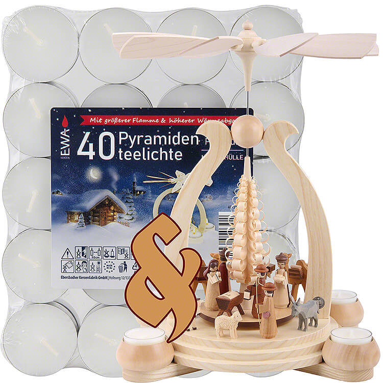 Set 1 - stckige Pyramide Heilige Geschichte und eine Packung Teelichter