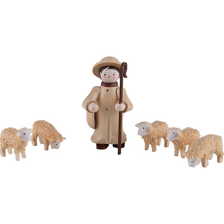 Thiel - Figuren Hirte mit 5 Schafen  -  natur  -  6cm