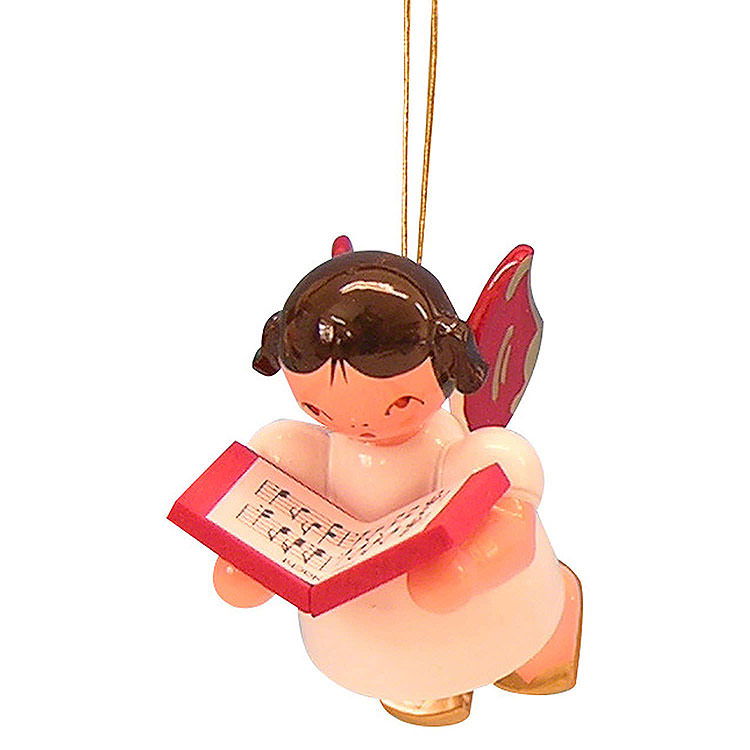 Tree Ornament  -  Angel with Book  -  Red Wings  -  Floating  -  5,5cm / 2,1 inch