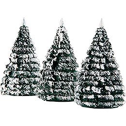 Frosted Trees - Green-White - 3 pieces - 6 cm / 2.4 inch