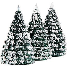 Frosted Trees - Green-White - 3 pieces - 6 cm / 2.4 inch