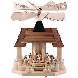 1-Tier Pyramid - Angels with Two Counter Rotating Winged Wheels - 41 cm / 16 inch