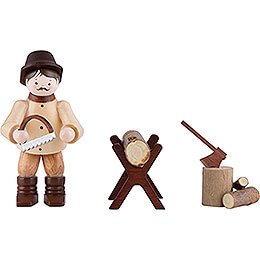 Thiel Figurine - Woodsman Sawing - natural - Set of Three - 6 cm / 2.4 inch