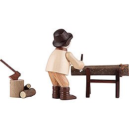 Thiel-Figur Waldarbeiter beim Sägen - natur - 3-teilig - 6 cm