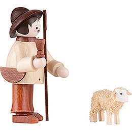 Thiel-Figur Hirte mit Schaf - natur - 6 cm