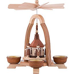 1-Tier Pyramid with Seiffen Church and Carolers - 25 cm / 9.8 inch