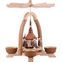 1-Tier Pyramid with Seiffen Church and Carolers - 25 cm / 9.8 inch
