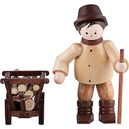 Thiel-Figur Waldarbeiter mit Wagen - natur - 6,5 cm